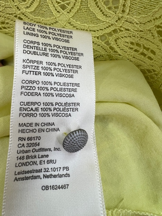 Anthropologie NWT V-Neck Lace Dress Midi in Chartreuse size 8 - Picture 8 of 11